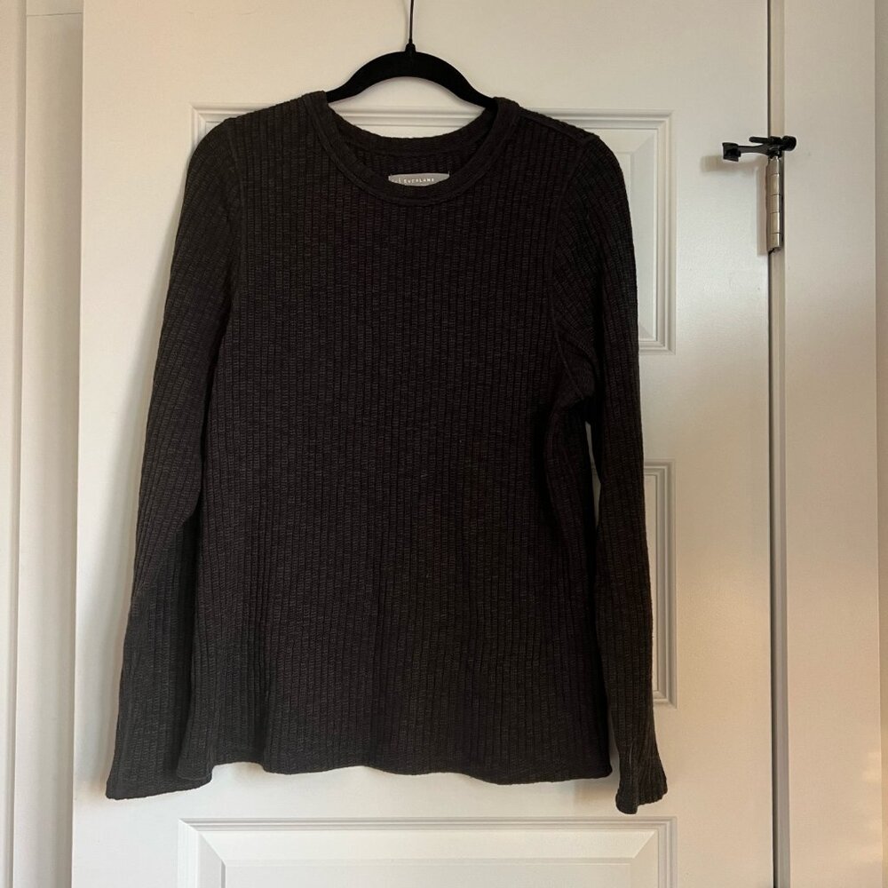 Everlane Dark Grey Organic Cotton Ribbed Sweater
